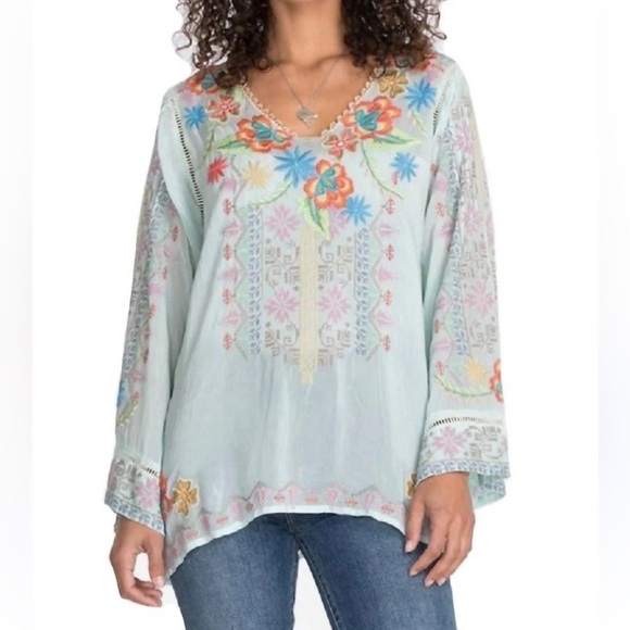 Johnny Was Tops - JOHNNY WAS HEAVILY EMBROIDERED RIVEDA BLOUSE TUNIC KIMONO Sz Small Woman $285